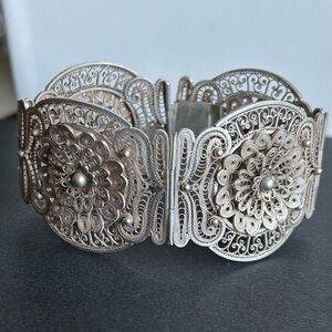 Intricate Made In Mexico 900 Silver Filigree Bracelet